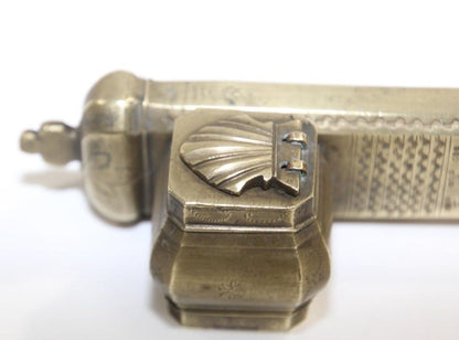 Antique Brass Qalamdan Inkwell, Moorish Design, Egypt, 1880