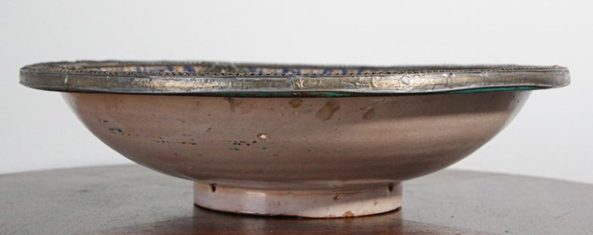 Antique Moroccan Moorish Handcrafted Ceramic Bowl Dish from Fez