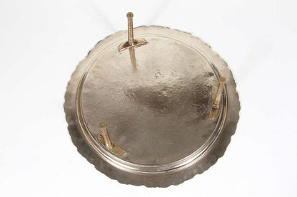 Antique Moroccan Silver-Plated Tea Tray Table on Removable Legs Fez, circa 1920