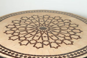 Moroccan Round Mosaic Outdoor Tile Table on Iron Base 47 in