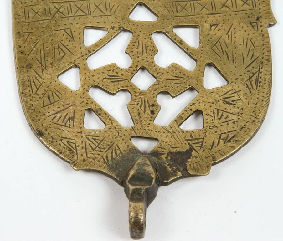 Hand-Carved Brass Khamsa by Berber Tribes of Morocco, 1920s