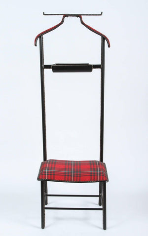Jacques Adnet For Hermes French Valet Leather Wrapped with Original Tartan Plaid