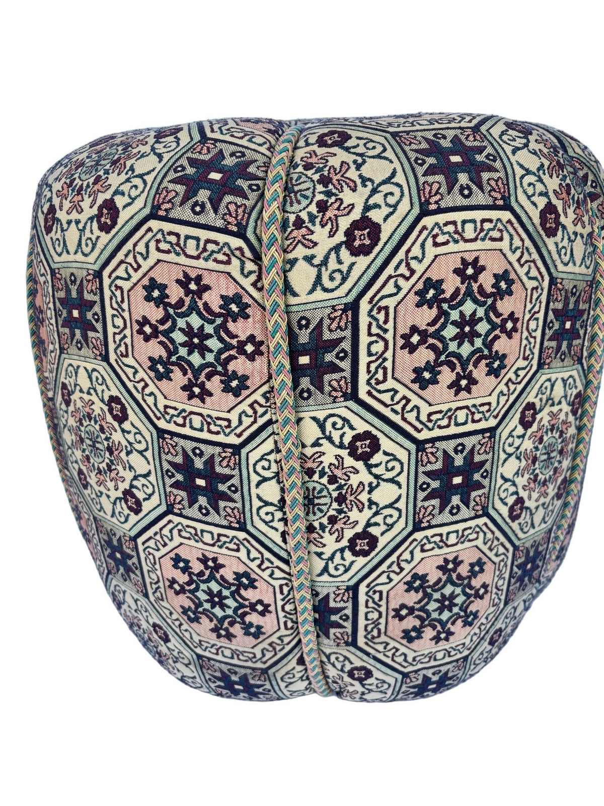Moroccan Pouf Upholstered in Moorish Textile Fabric Stool