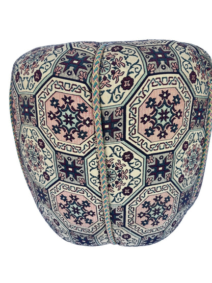 Moroccan Pouf Upholstered in Moorish Textile Fabric Stool