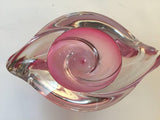 Crystal Pink Ashtray for Val Saint Lambert, Signed