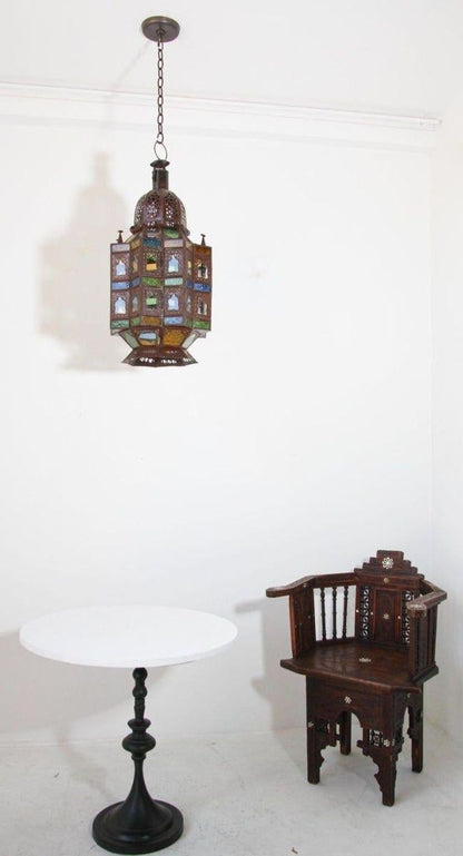 Late 20th Century Moroccan Moorish Hanging Glass Lantern