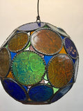 Handcrafted Moroccan Moorish Glass Orb Lantern with Multi-Color Glass