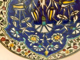 Turkish Ceramic Plate with Hand-painted Iznik Floral Design 1950s
