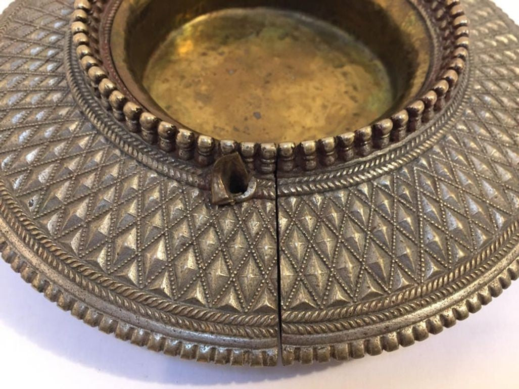 Antique Indian Dhokra Tribal Brass Anklet Repurposed as Catchall, circa 1920