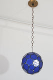 Handcrafted Moroccan Moorish Glass Orb Lantern with Blue Glass