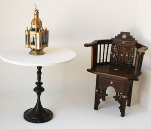 Moroccan Candle Lantern in Moorish Gilt Metal and Glass