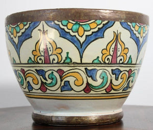 Antique Moroccan Ceramic Glazed Bowl Handcrafted in Fez Meknes Jobbana 1900