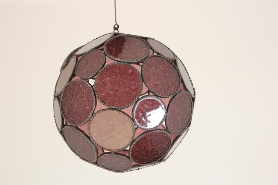 Handcrafted Moroccan Moorish Lavender Glass Lantern or Orb Pendant