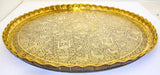 Large Antique Decorative Indo-Persian Mughal Hammered Brass Tray 19th c.