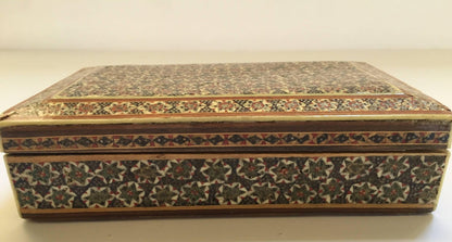 Handcrafted Persian Micro Mosaic Box with Geometric Design, 1940