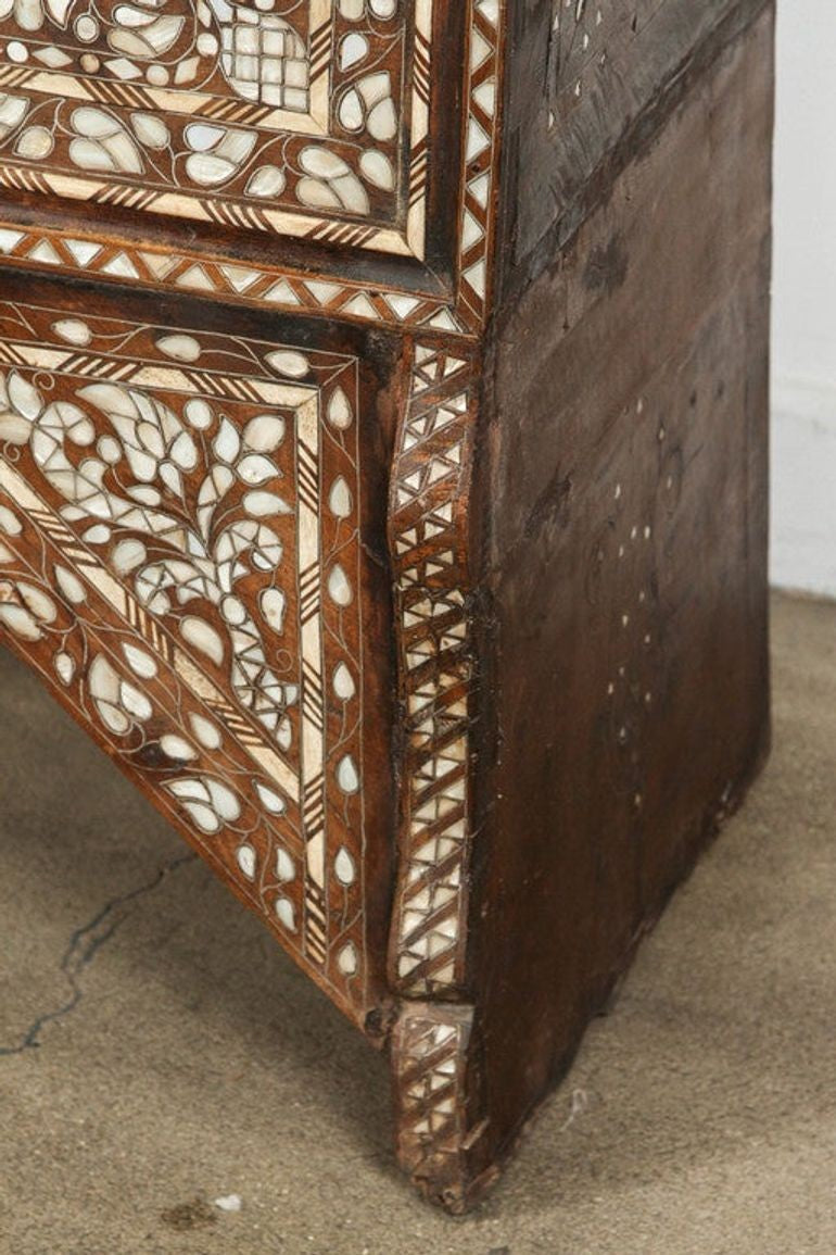 Large 19th-Century Ottoman Levantine Mother-of-Pearl Inlaid Dowry Chest