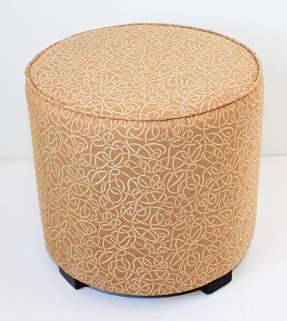Hand-Crafted Vintage Moroccan Pouf in Gold Fabric