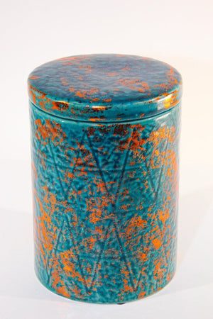 Moroccan Ceramic Blue and Copper Urn with Lid