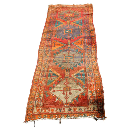 1950s Hand Knotted Vintage Carpet Rug Runner from Turkey — Turkey