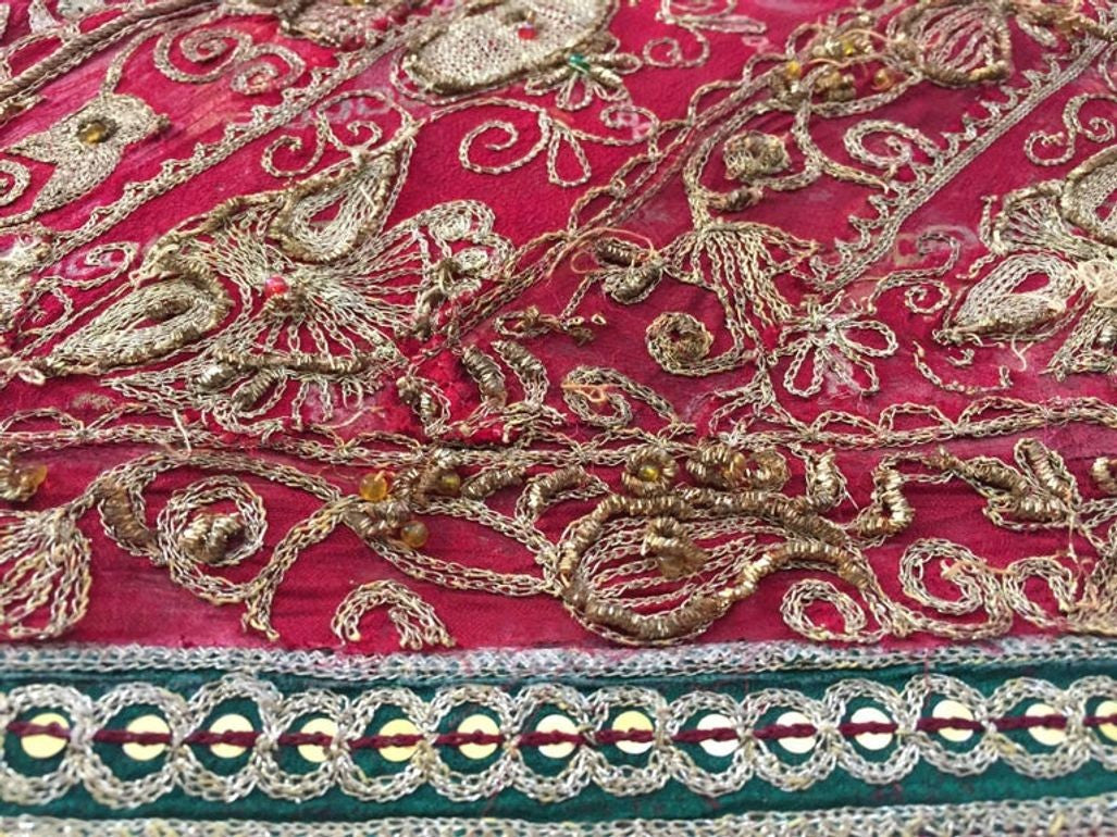 Large Mughal-Style Embroidered Silk Textile, Rajasthan, India, circa 1950