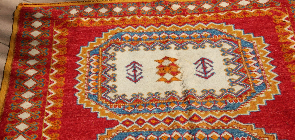 Vintage Moroccan Orange Berber Rug, Hand-Knotted Wool, 1960