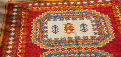 Vintage Moroccan Orange Berber Rug, Hand-Knotted Wool, 1960