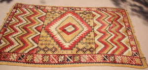 1960s Moroccan authentic Berber Rug Orange Yellow and Ivory 10 ft x 5ft.