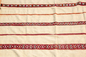 1960s Vintage Berber Moroccan Handira Bohemian Tribal Style Flat-Weave Textile