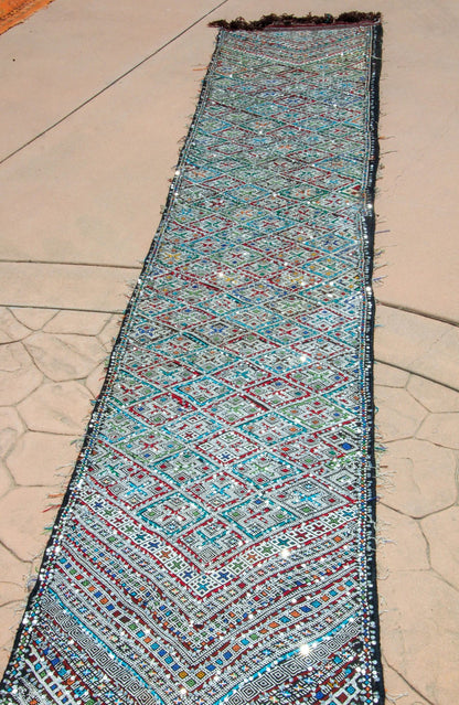 1950s Vintage Zemmour Moroccan Rug Berber Runner, 3ft x 16.4ft long