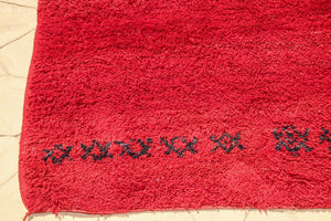 1960s Vintage Red Ethnic Moroccan Fluffy Rug Bed of Roses