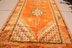 1960s Moroccan Berber Rug Burnt Orange 16ft Long