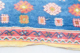 1960s Moroccan Berber Rug in Royal Blue, Pink and Orange Colors