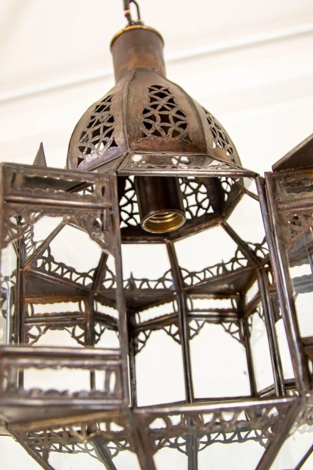 Moroccan Hanging Glass Lantern in Moorish Star Shape