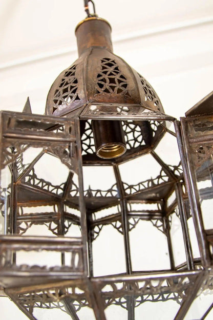 Moroccan Hanging Glass Lantern in Moorish Star Shape