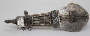 Asian Silver Metal Hand Carved Peacock Sitar Veena Form Box 1950