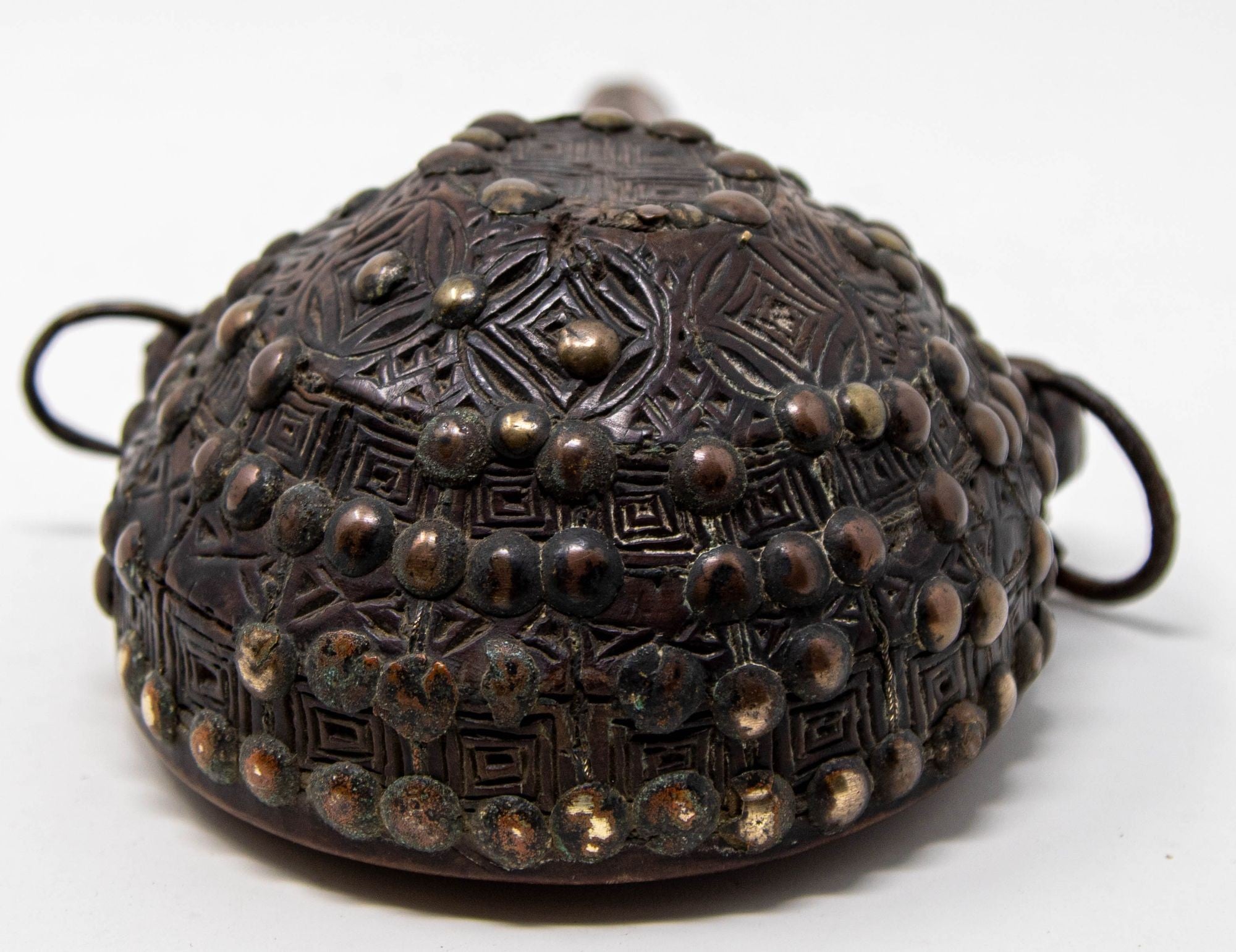 Antique African Moroccan Tribal Carved Wood Flask 19th C.