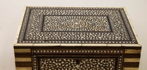 19th Century Anglo Indian Brass Bound Bone Inlaid Stationery Writing Box