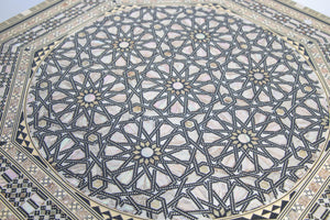 Egyptian Octagonal Side Table Islamic Moorish Tilt-Top Inlaid Table 1950s