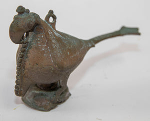 Antique Indian Bronze Parrot Figure oil Lamp Rajasthan 19th Century
