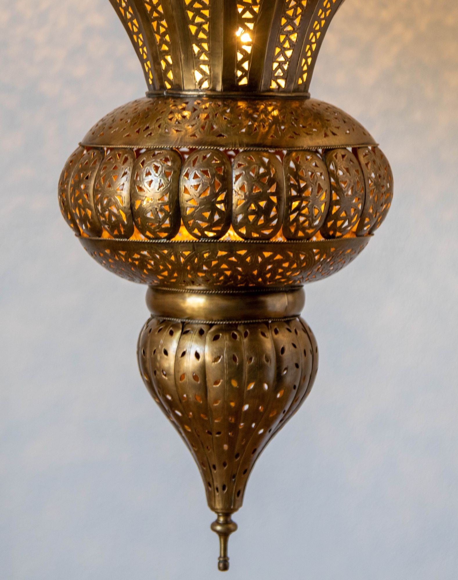Vintage Large Moroccan Brass Chandelier in Andalus Moorish Style