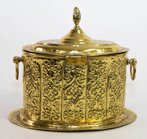 Antique Moroccan Polished Brass Tea Canister Box 1940s