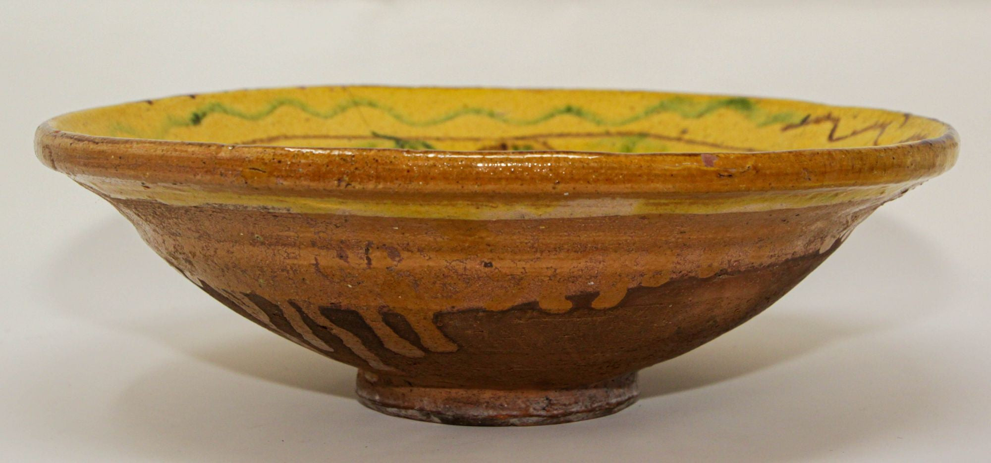 Glazed Islamic Hispano-Moresque Earthenware Dish Yellow Bowl