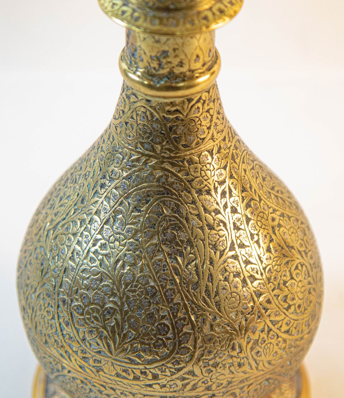 Antique Mughal Engraved Brass Vase, Indo-Persian, 19th Century