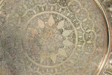 Antique Middle Eastern Round Brass Tray Islamic Moorish Style 23.5 in. Diameter