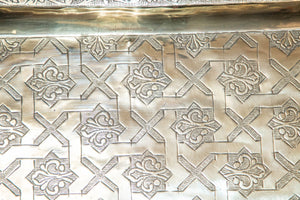 1940s Moroccan Brass Tray Rectangular Shape Polished Gold Brass Serving Platter