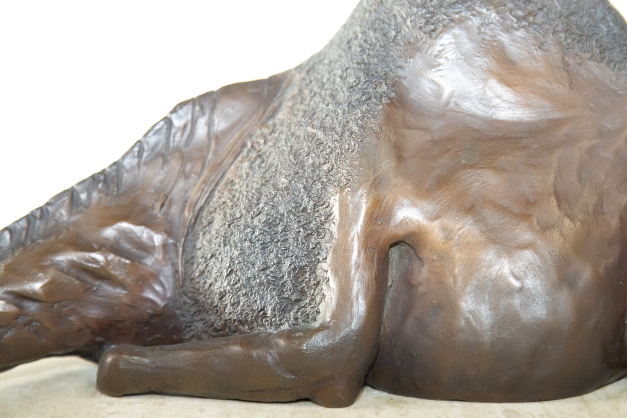 Bronze Resting Camel Sculpture on Marble Stand French School