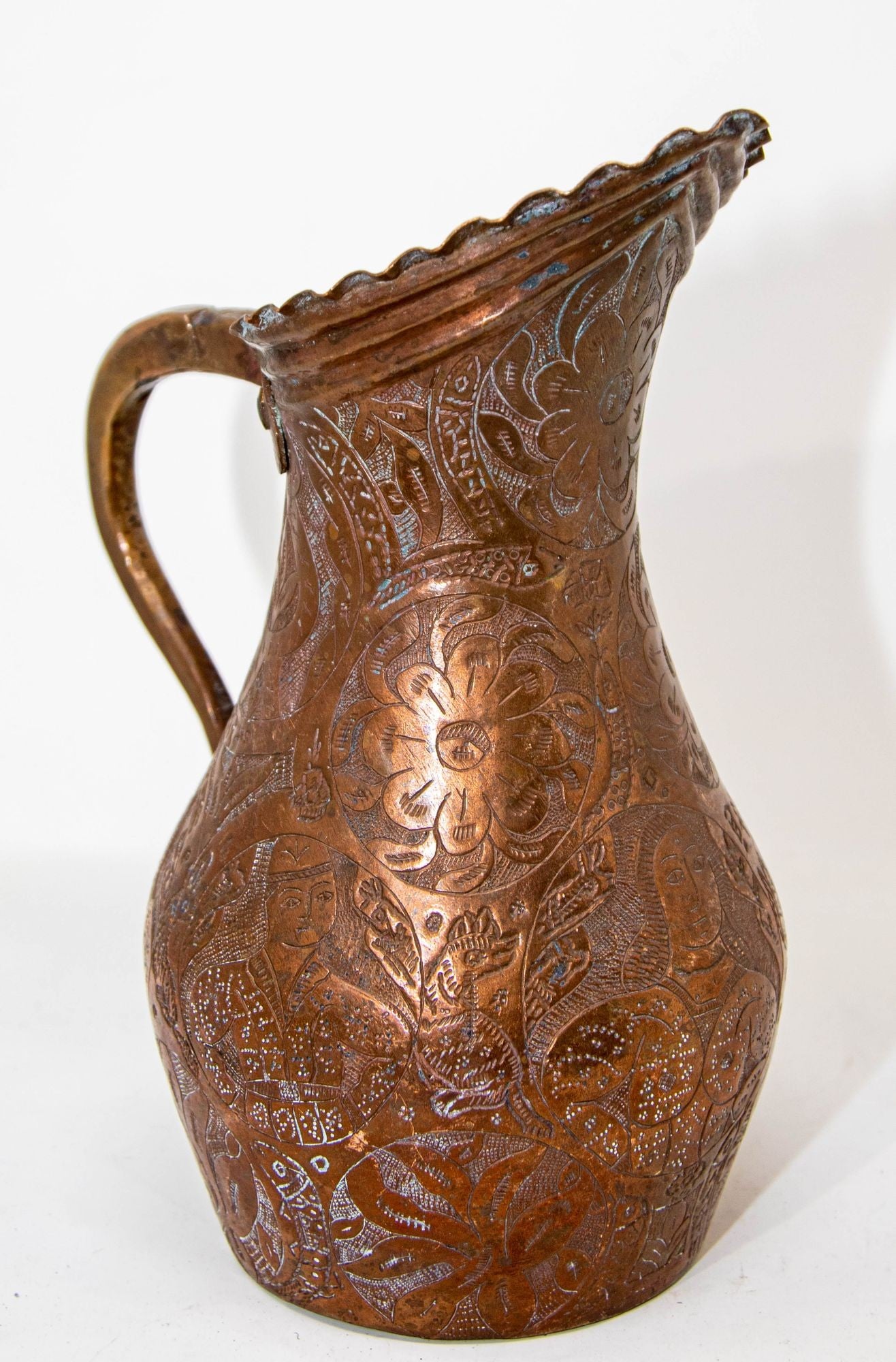Islamic Persian Copper Pitcher Antique 19th Century Middle Eastern Ewer