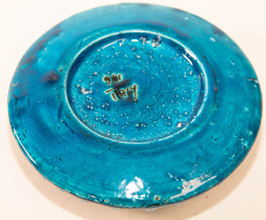 Aldo Londi for Bitossi Remini Blue Ceramic Ashtray Handcrafted in Italy