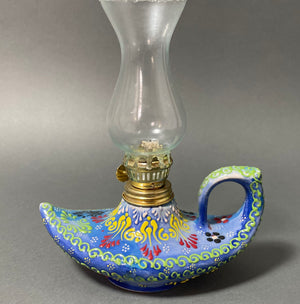 Aladdin Stylish Handmade Blue Ceramic Turkish Oil Lamp