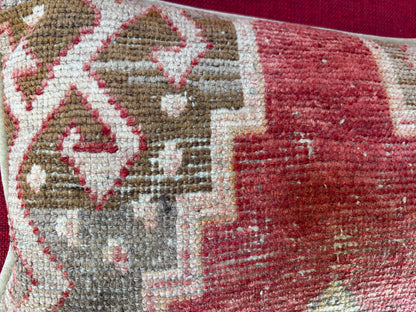 1940s Antique Tabriz Persian Rug Pillow with Geometric Motifs